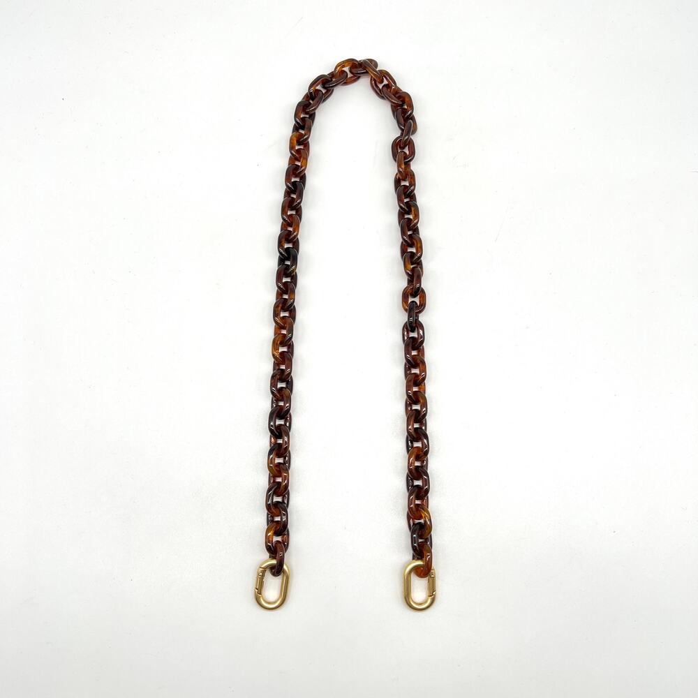 CLARE V Shoulder Chain Strap Mini Round Link Tortoise Gold Handbag Accessory NEW - Picture 4 of 12